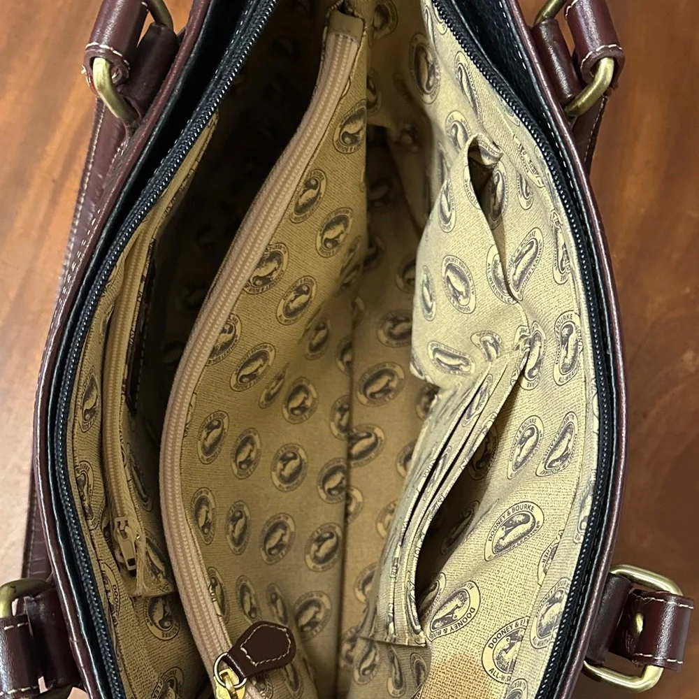 Dooney & Bourke Black Leather Bag with Red Logo